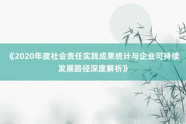 《2020年度社会责任实践成果统计与企业可持续发展路径深度解析》